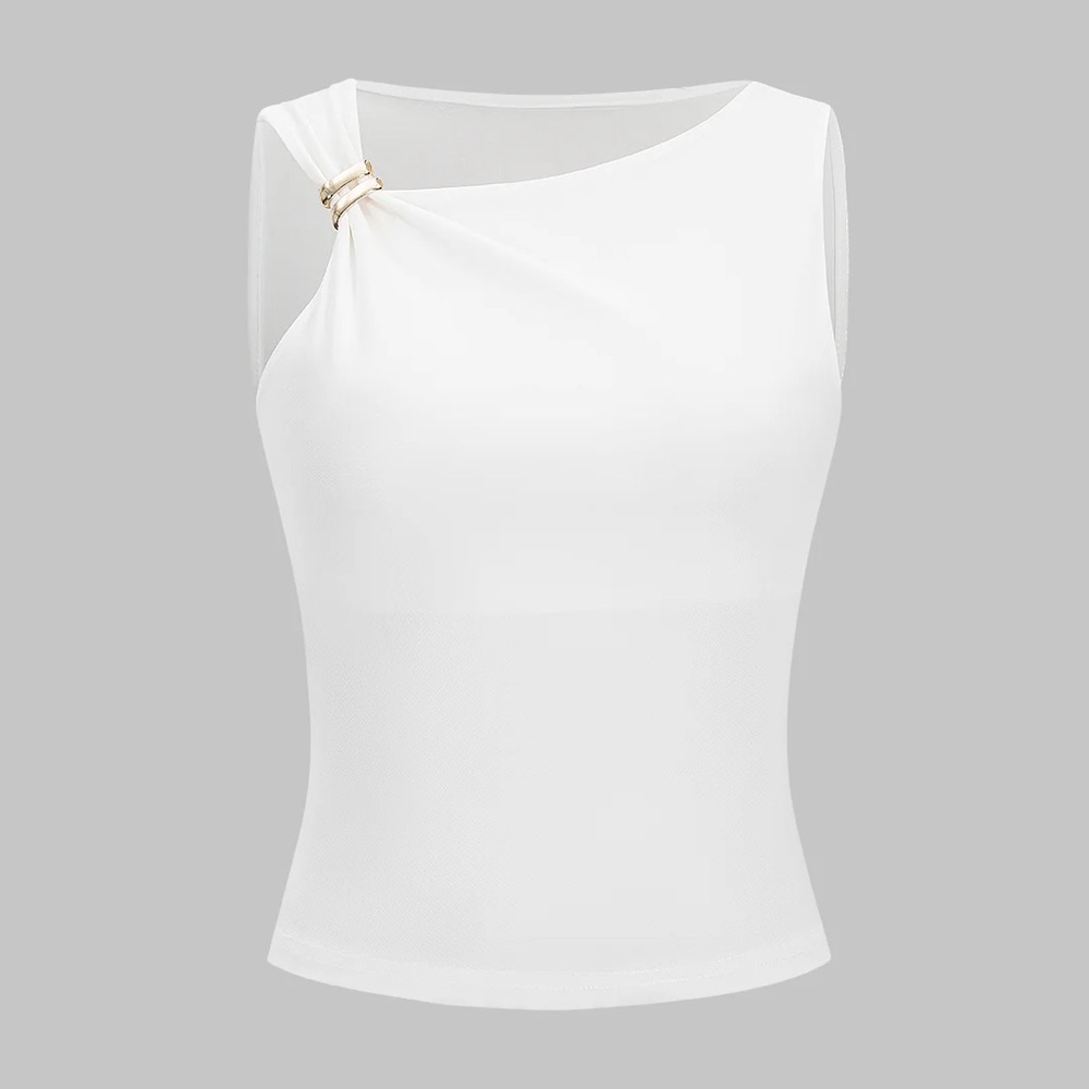 Asymmetrical Metallic Decor Tank Top